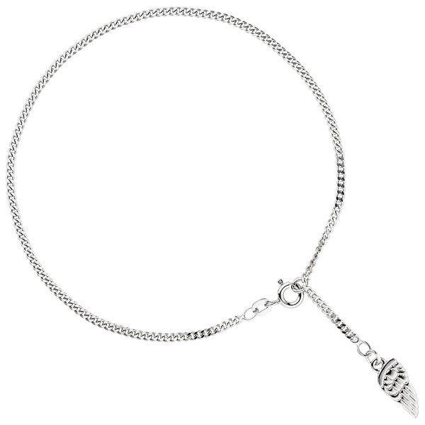 "Jobo \"36303\" FußKettchen FußKette FlüGel 925 Sterling Silber Rhodiniert Federri"-image