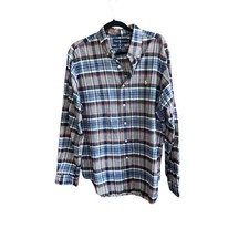Ralph Lauren Classic Fit Vintage Blue Plaid 100 Cotton Shirt Size XL