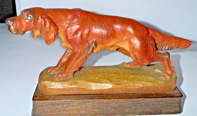 ANRI Italy Wood Carved Sculpture ~ GORDON IRISH SETTER (Red Dog)  by Diller