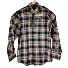 IZOD flannel shirt mens M Medium blue plaid Stratton performance super soft