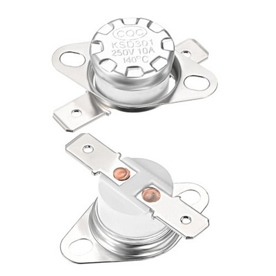2 x Temperature Control Switch Thermostat 140°C 10A NC 6.3mm Pin