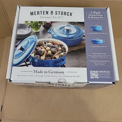 Marten And Storck Handcrafted Enameled Iron Dutch Oven & Braiser Set 5.3 Qt &...