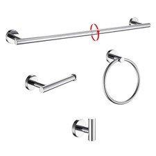 Chrome Bathroom Hardware Set 4 PCS 24 Inch Towel Bar Holder Wall Mount Kit