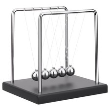 QLKUNLA Newtons Cradle Balance Balls Science 5.7x5.7x4.7 in, Silver and Brown