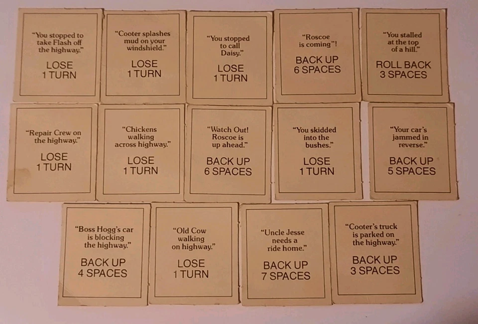 Juego de 14 cartas de repuesto Hazzard de colección The Dukes of Hazzard 1981 juego de mesa Foto 2 de 2