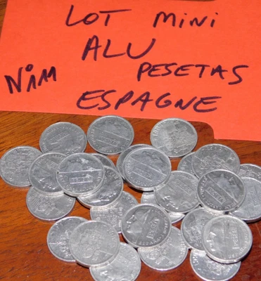 LOT MINI pièces 1 PESETA alu JUAN CARLOS monnaie ESPAGNE aluminium ESPANA ruiz - Photo 1/4