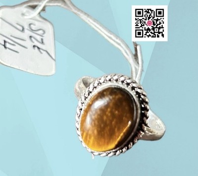 Tiger s Eye Fashion* Ring, Sterling Silver Plated, Handmade SIZE 7  1/4