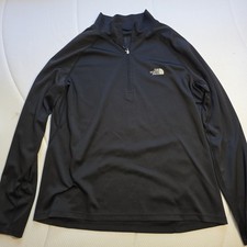 North Face Women's Quarter Zip Pullover Medium Black Long Sleeve 100 Polyester