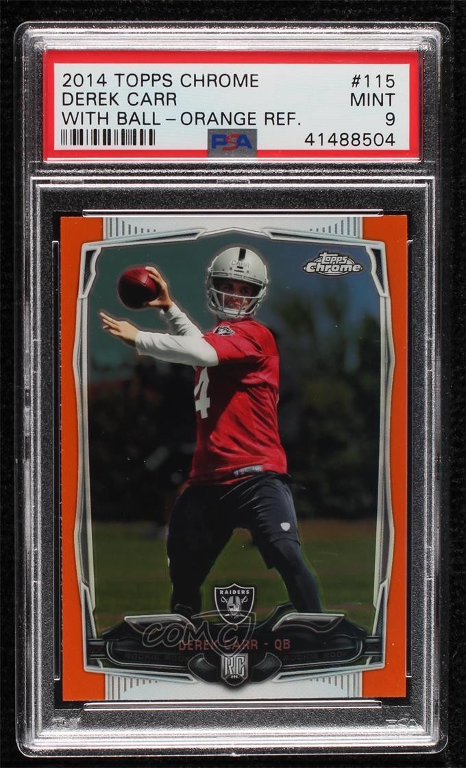 2014 Topps Chrome Retail Orange Refractor Derek Carr #115 PSA 9 MINT 1s6