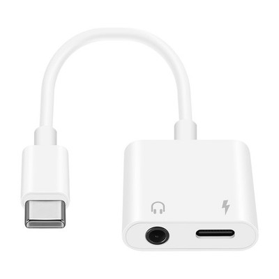 OTG Audio Jack Adapter | 2x USB C - AUX | Aux-in 3,5mm Klinke Typ-C Weiss