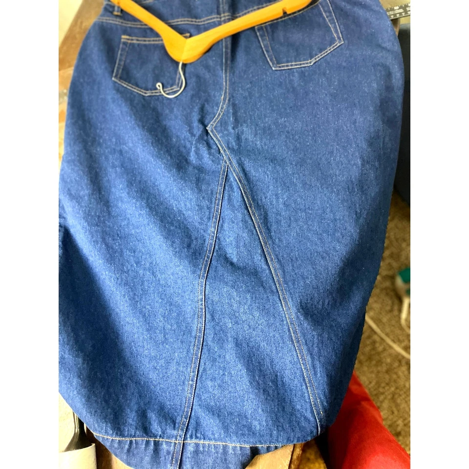 Saia jeans feminina vintage tamanho 22 plus 3X saia jeans midi anos 90 saia jeans ocidental - Imagem 4 de 4