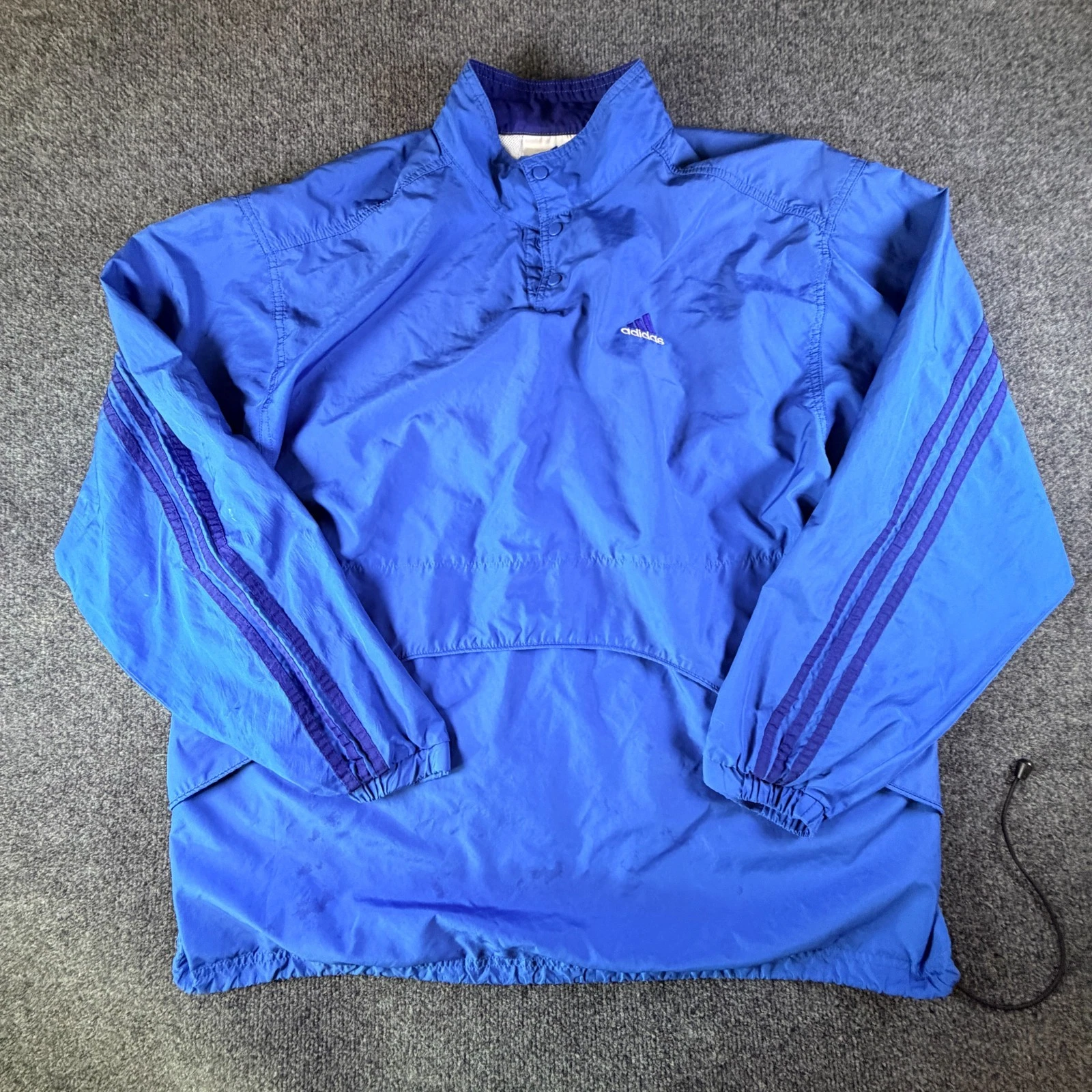 Y2K adidas Blue Pullover Windbreaker Jacket Half Snap Mesh Lined Size XL