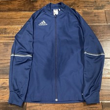 adidas Boys Navy Blue Track Jacket Full Zip Polyester Size L 13-14Y
