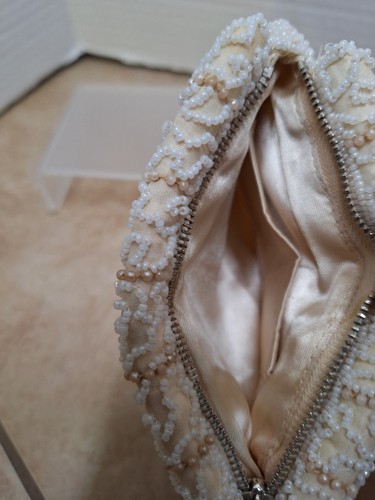 Vintage Beaded And Embroidered Women's Small Clutch Evening Bag Satin Lined 7" - Picture 6 of 8