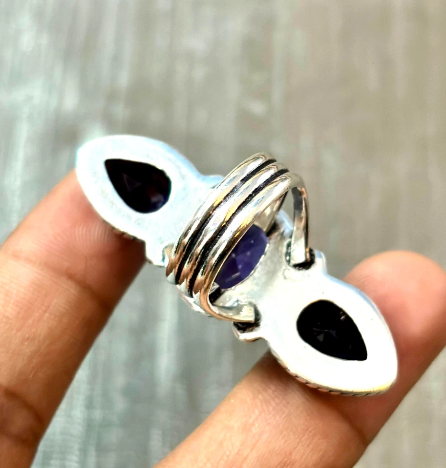 African Amethyst Gemstone 925 Sterling Silver Handmade Jewelry Ring All Size - Image 4 of 4