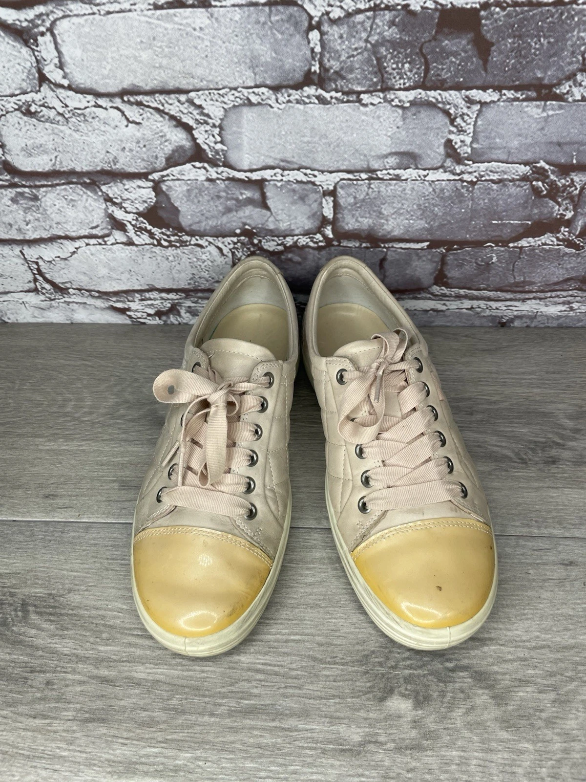 Scarpe stringate ECCO moda sneaker morbide trapuntate cravatta rosa polvere donna 39EU 8 5M US