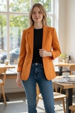 H&M Womens Orange Blazer Jacket XS Regular ( ...