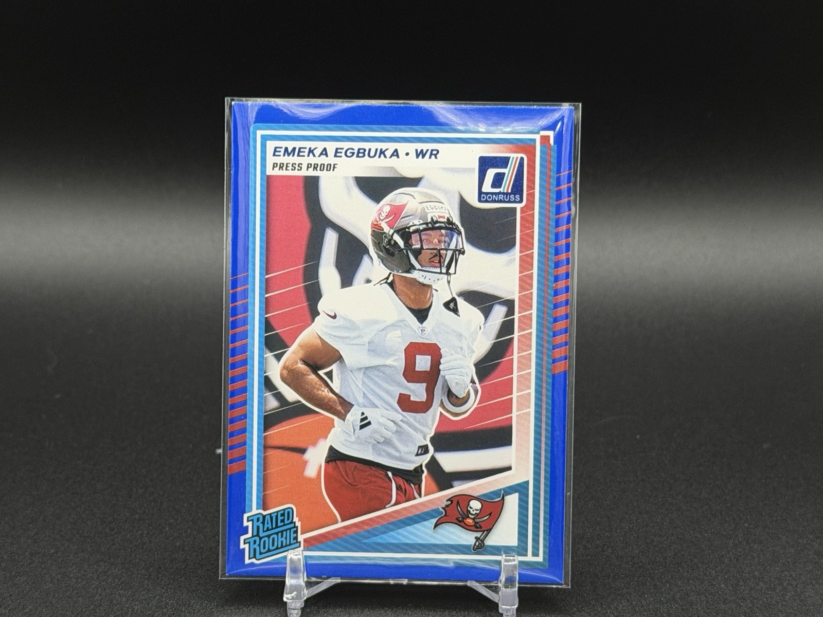 2025 Donruss Emeka Egbuka Blue Press Proof Rated Rookie #375 Buccaneers RC