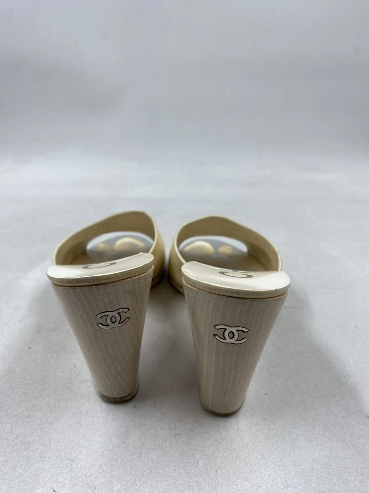 Chanel кремовая кожа на танкетке Mules W 6,5 - Изображение 4 из 4