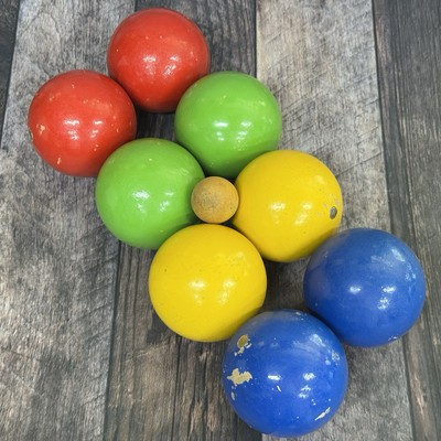 VTG SPORTCRAFT BOCCE BALL SET w/ Box MADE IN ITALY 4  Balls Jack Rules Complete