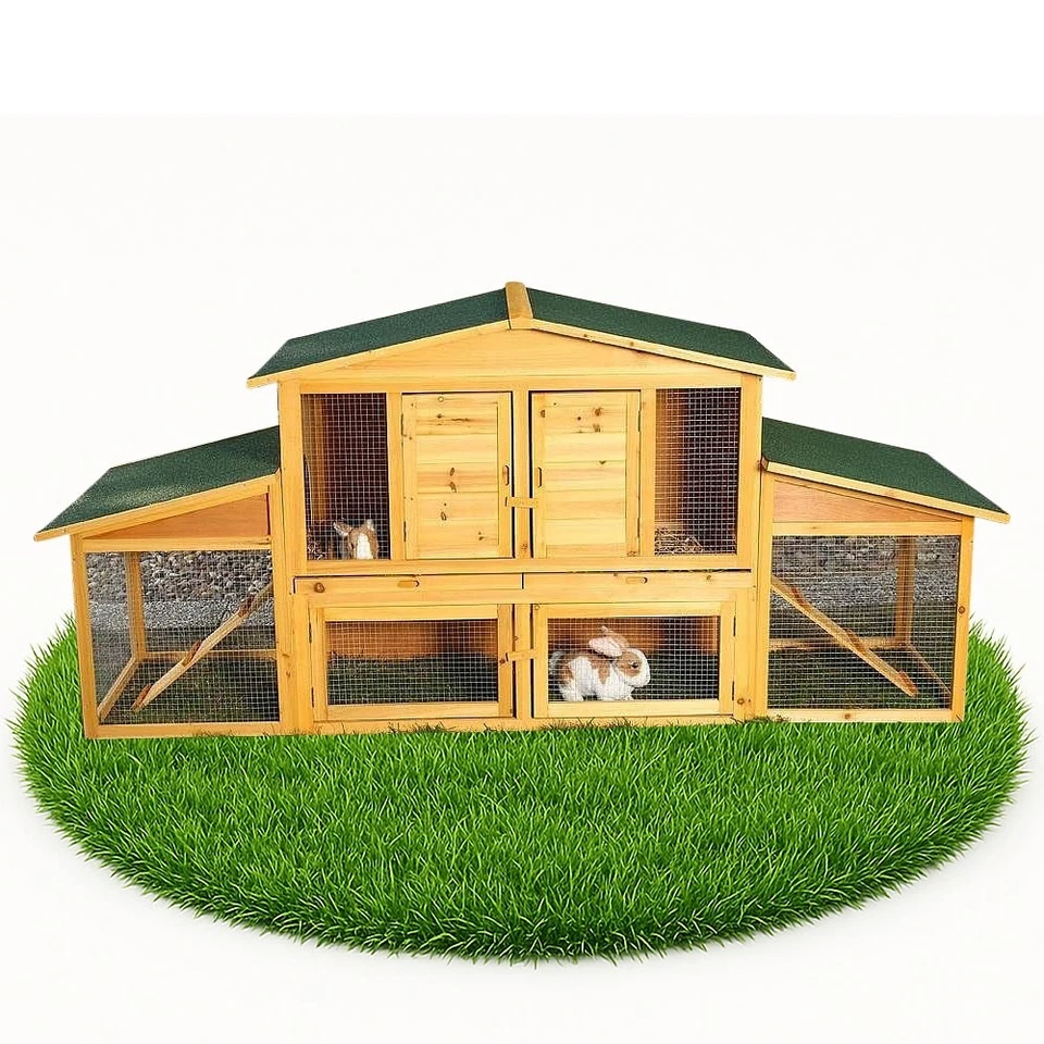 Hasenkäfig Kaninchenstall Freigehege XXL Hasenstall Kleintierstall Freilauf Holz
