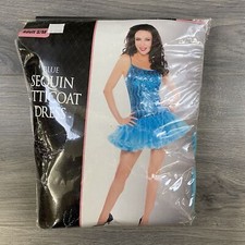 Petticoat Dress Adult S/M Novelty Blue Sequin Halloween Costume Show