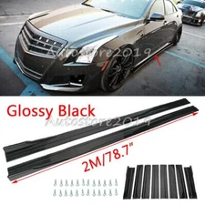 For Cadillac XTS Glossy Black Side Skirt Splitter Spoiler Extension Rocker Lip