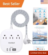 Travel Power Strip with 3 Outlets, 4 USB Ports, and Cruise Ship Approval 2025