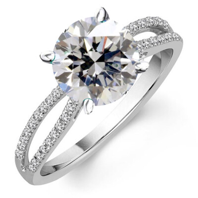 2+ Ct White h-i Round Moissanite Diamond Engagement Ring 925 Sterling Silver