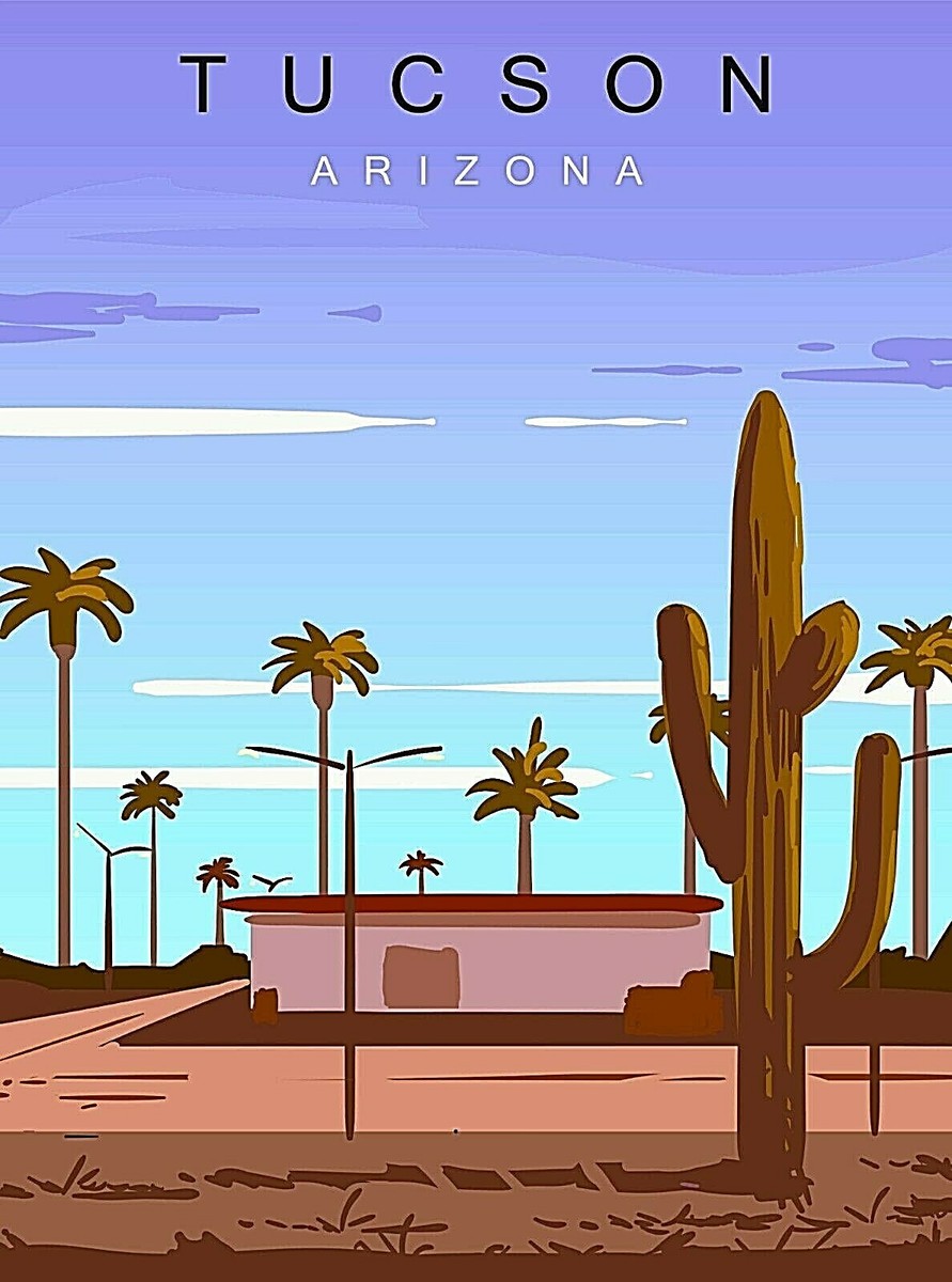 Tucson Arizona Retro United States Travel Art Poster Print
