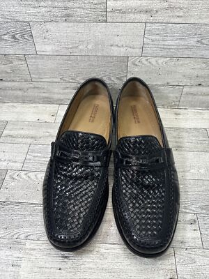 Florsheim 12073 Jareth Black Woven Dress Shoes Loafers Men display picture 1