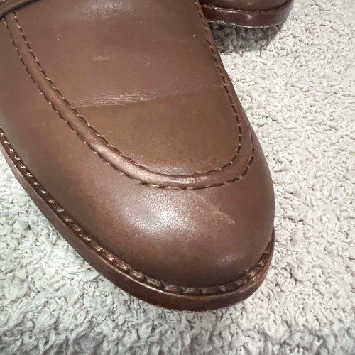 Coach Shoes Mens 7.5 Classic Brown Plain Leather Penny Loafer EUC Nice Slip Ons - Picture 9 of 11