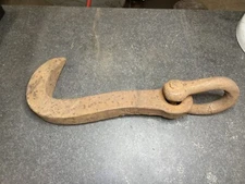 Antique blacksmith made hand forged quarry hook used for moving stone blocks
