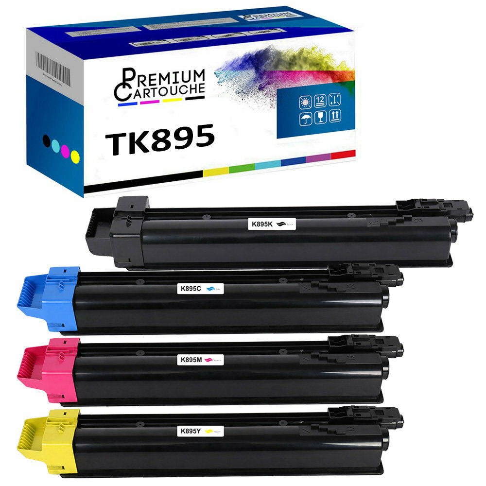 Pack TK-895 Kyocera premium de 4 cartouches de toner couleur magenta cyan jaune noir