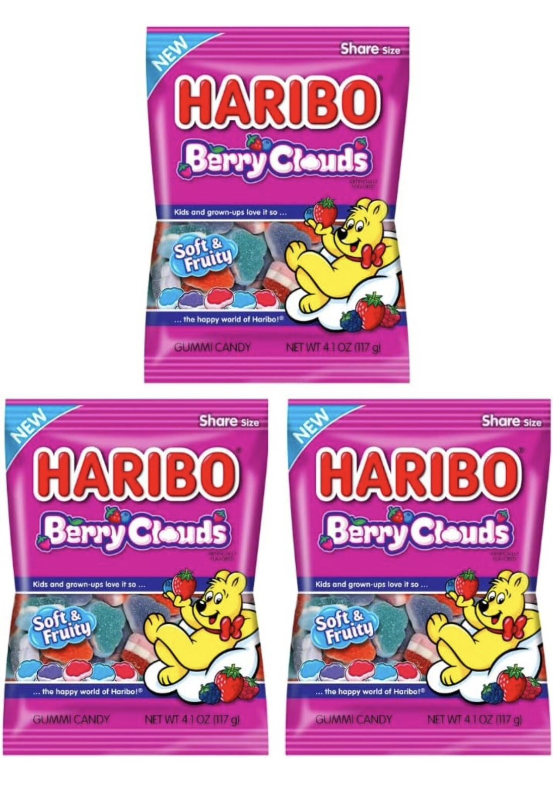 Haribo Berry Clouds Gummi Candies, 3.1oz. 3 Pack eBay
