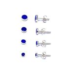 Blue Lapis Lazuli Small to Big 925 Sterling Silver Button Ball Stud Earrings