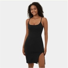 Halara Midi Dress Spaghetti Strap Square Neck Backless Corset Split Bodycon