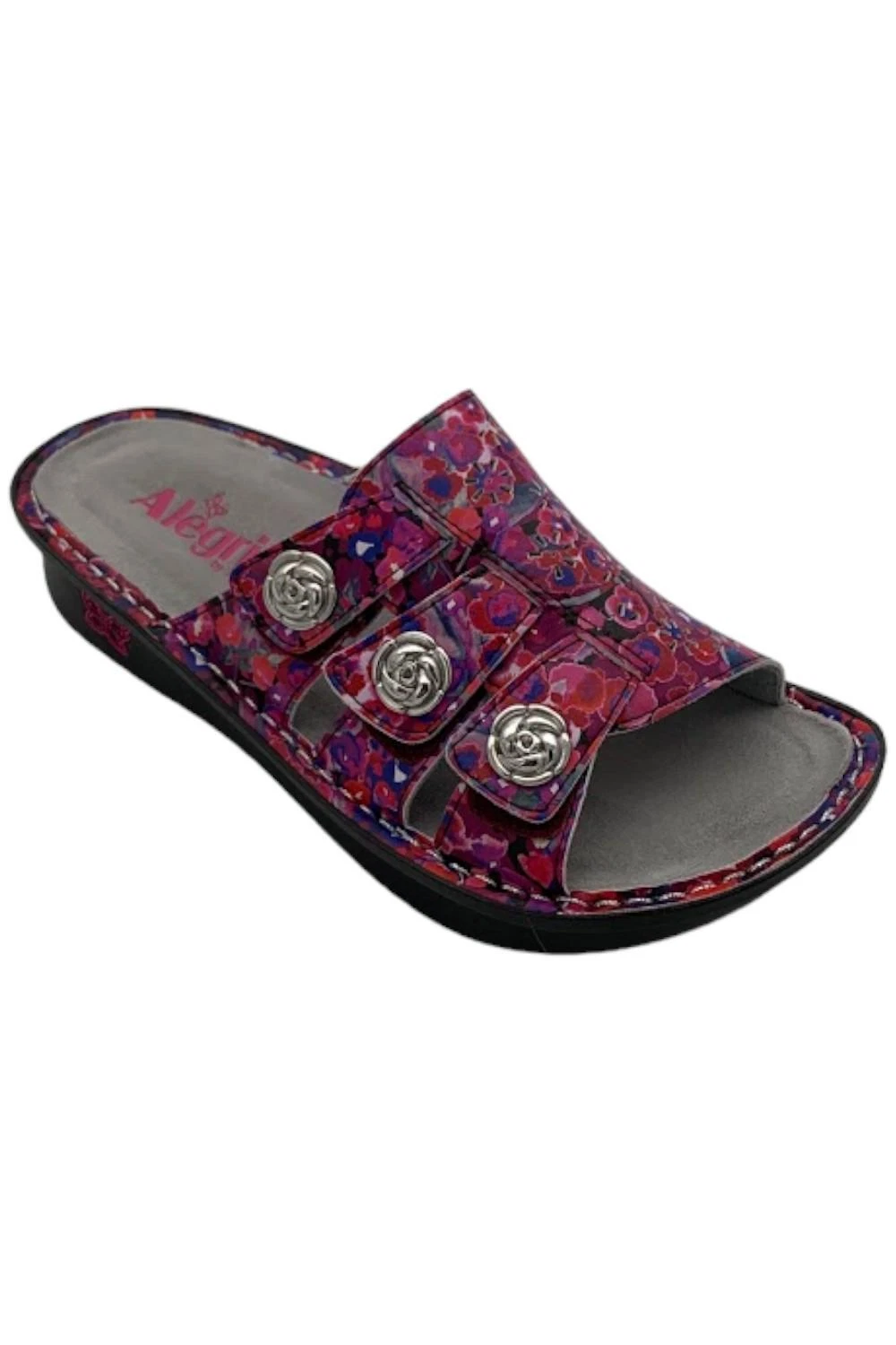 Alegria Leather Adjustable Slide Sandals Julee Poppy Pop