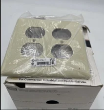 Hubbell NP82I Ivory 2-Gang Duplex Outlet Unbreakable Nylon Mid-Size Wallplate