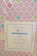 POTTERY BARN KIDS  LUCY CRIB FITTED SHEET  PINK BEDDING