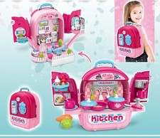 Kitchen set Doll house Portable backpack Pretend Play Food + Accessories 3 in 1