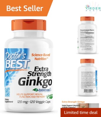 Extra Strength Ginkgo Biloba, Non-GMO,  Capsules for Mental Clarity