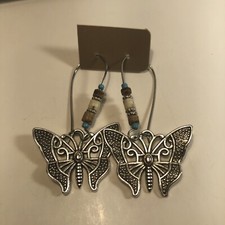 Dangle Butterfly Earrings Drop Style Silver Tone Fashion Jewelry Boho