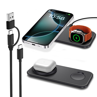 Wireless Charger 2in1 Charging Dock For Apple Watch 10 9 iPhone 16 15 14 13 12 X