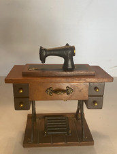 CAST IRON WOOD VTG STYLE SEWING MACHINE MUSIC BOX PLAYS, "YESTERDAY" Miniature