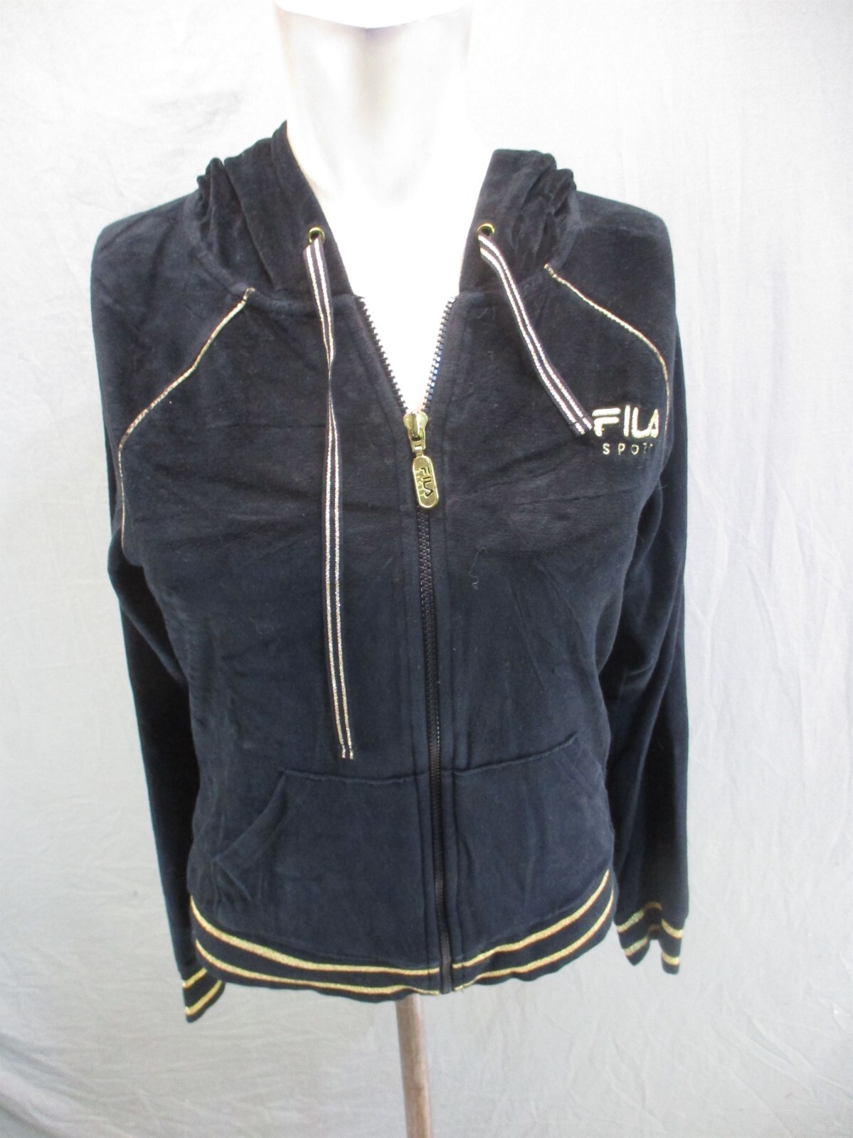 Giacca sportiva FILA taglia M donna misto cotone zip intera coulisse tasca 610