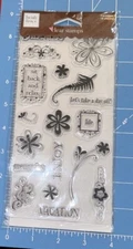 Heidi Grace Fiskars Clear Stamps 18 Pieces Paradise Enjoy Vacation Life Flowers