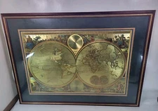 The Bombay Company Large Double Hemisphere Gold Foil Globe Map  