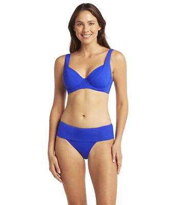 NWT Women SEA LEVEL SWIM Essentials Roll Band Pant Color Cobalt Size 6