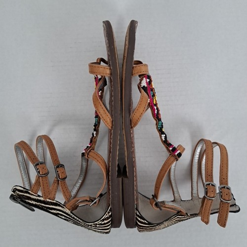 Sandalias Sam Edelman Giselle Gladiador Mujer 8.5 Cuero Tostado Cuentas Boho Hippie - Imagen 14 de 14